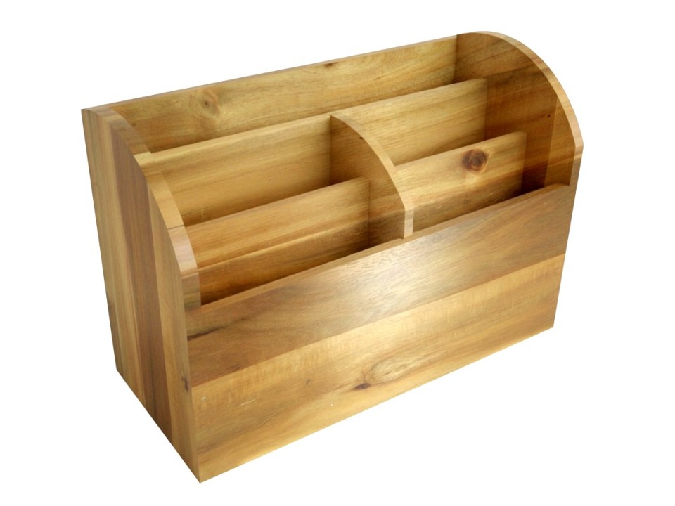 Premium Acacia Wood Mail Sorter with Multi-Compartment Design